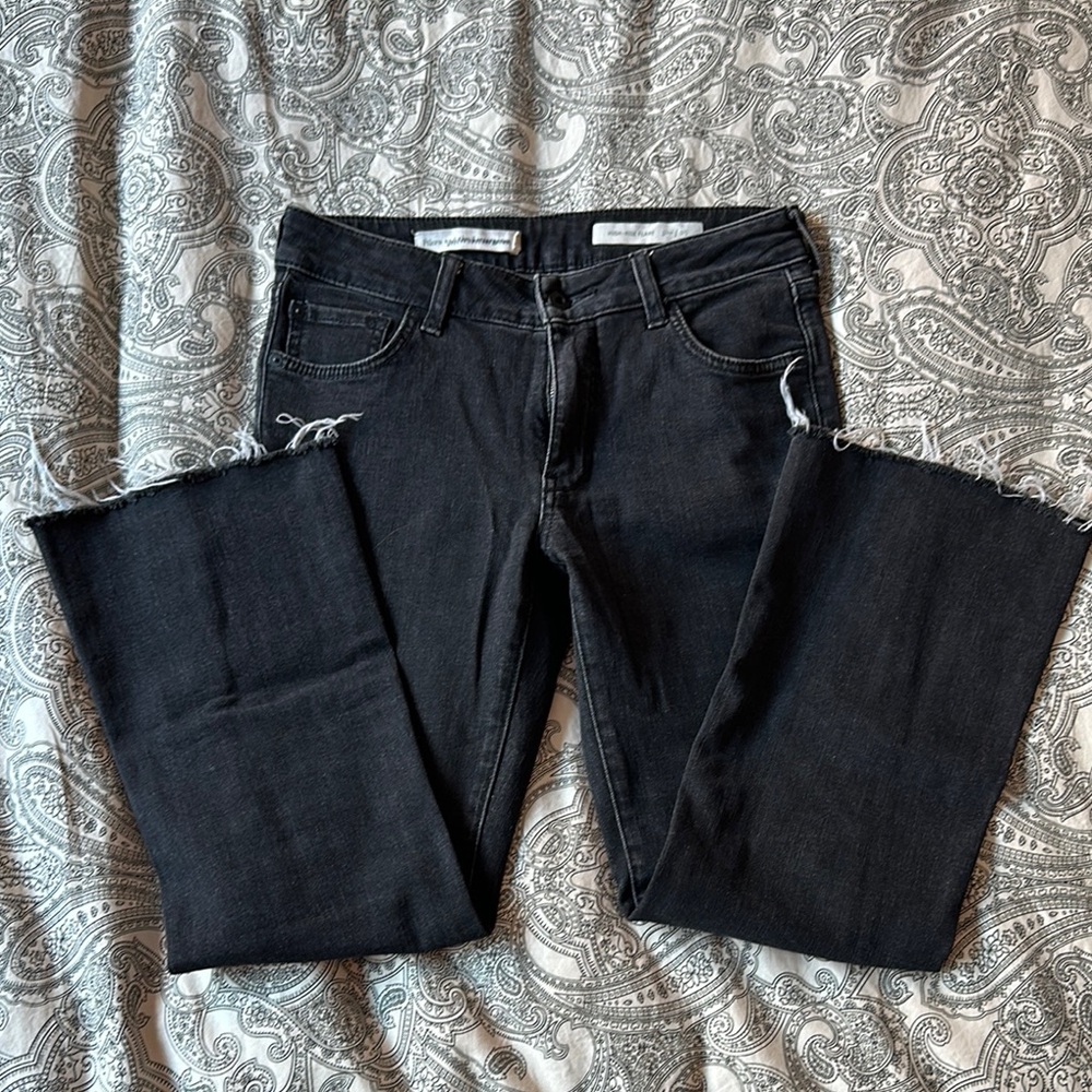 Pilcro Black Cropped High-Rise Flare Jeans